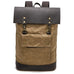 Waterproof Canvas Travel Backpack Full Grain Leather And Canvas Laptop Backpack Flap Cover Camera Backpack RockCow Leather Studio