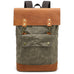 Waterproof Canvas Travel Backpack Full Grain Leather And Canvas Laptop Backpack Flap Cover Camera Backpack RockCow Leather Studio