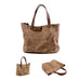 Waterproof Waxed Canvas Handbag Full Grain Leather With Canvas Tote Bag Vintage Style Big Shoulder Bag RockCow Leather Studio