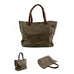 Waterproof Waxed Canvas Handbag Full Grain Leather With Canvas Tote Bag Vintage Style Big Shoulder Bag RockCow Leather Studio