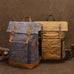Waxed Canvas Backpack Canvas Rolltop Backpack Waterproof Canvas Laptop Backpack Large Capacity Travel Backpack RockCow Leather Studio