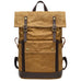 Waxed Canvas Backpack Canvas Rolltop Backpack Waterproof Canvas Laptop Backpack Large Capacity Travel Backpack RockCow Leather Studio