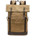 Waxed Canvas Backpack Canvas Rolltop Backpack Waterproof Canvas Laptop Backpack Large Capacity Travel Backpack RockCow Leather Studio