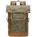 Waxed Canvas Backpack Canvas Rolltop Backpack Waterproof Canvas Laptop Backpack Large Capacity Travel Backpack RockCow Leather Studio