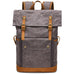 Waxed Canvas Backpack Canvas Rolltop Backpack Waterproof Canvas Laptop Backpack Large Capacity Travel Backpack RockCow Leather Studio