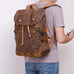 Waxed Canvas Backpack Mens Canvas With Leather Travel Backpack Retro Waterproof Canvas Laptop Backpack RockCow Leather Studio