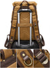 Waxed Canvas Backpack Retro Full Grain Leather And Canvas Travel Backpack Waterproof Outdoor Climbing Backpack RockCow Leather Studio
