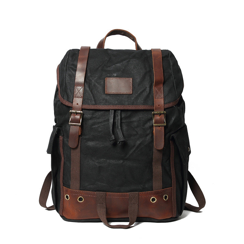 Waxed Canvas Laptop Backpack Flap Cover Canvas Travel Backpack Waterproof Canvas School Backpack Outdoor Backpack RockCow Leather Studio