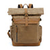 Waxed Canvas Leather Backpack Large Travel School Bag Mens Laptop Rucksack RockCow Leather Studio
