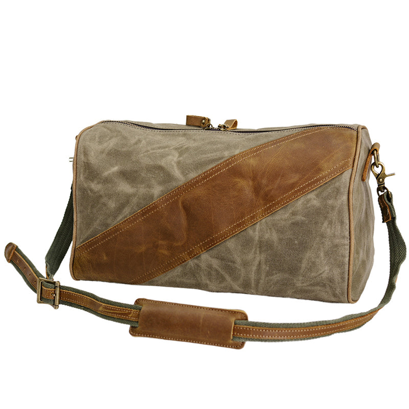 Waxed Canvas Messenger Bag Full Grain Leather And Canvas Crossbody Bag Canvas Shoulder Bag Gift for Men Him RockCow Leather Studio