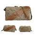 Waxed Canvas Messenger Bag Full Grain Leather And Canvas Crossbody Bag Canvas Shoulder Bag Gift for Men Him RockCow Leather Studio