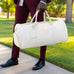 White Leather Weekender Duffle Bag Sole Premise