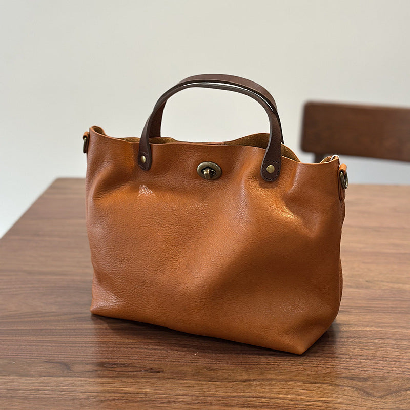 Genuine Leather Purse for Ladies, Full Grain Leather Crossbody with Removable Strap, Leather Convertible Satchel Bag RockCow Leather Studio