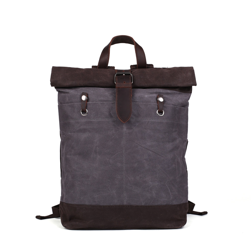 Flash Sale Waxed Canvas Leather Backpack, Student Backpack, Rucksack, School Backpack MC16950 RockCow Leather Studio