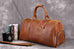 Vintage Crazy Horse Leather Duffle, Weekender with Shoe Compartment RockCow Leather Studio