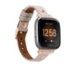 Ferro Leather Fitbit Watch Band with Rose Gold Trok Mizuri Leather