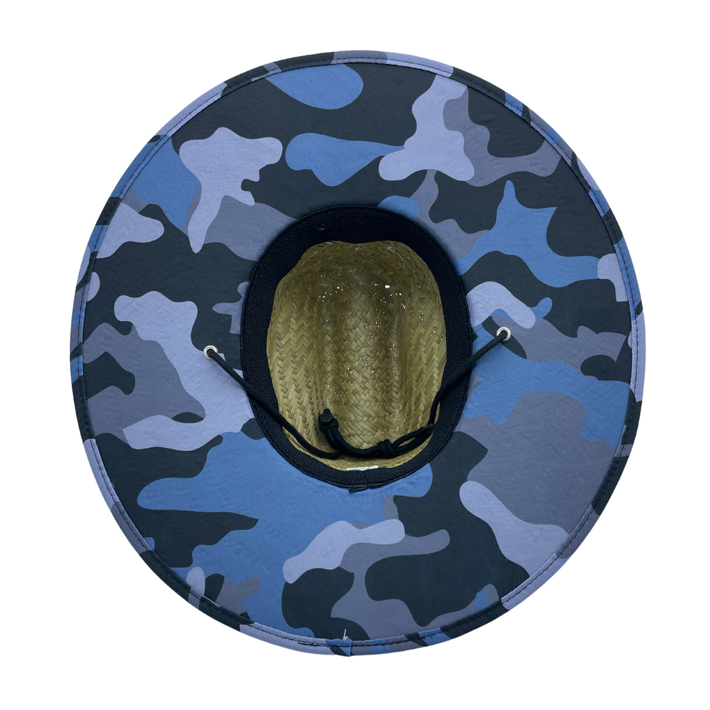 Mens Straw Beach Hat - Blue Camouflage COR Surf