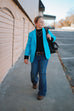Black Suede leather Boot Stitch Backpack Cowhide and Conchos