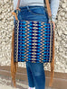 Blue Lake Saddle Blanket Crossbody with Suede Fringe Cowhide and Conchos