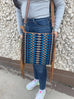 Blue Lake Saddle Blanket Crossbody with Suede Fringe Cowhide and Conchos