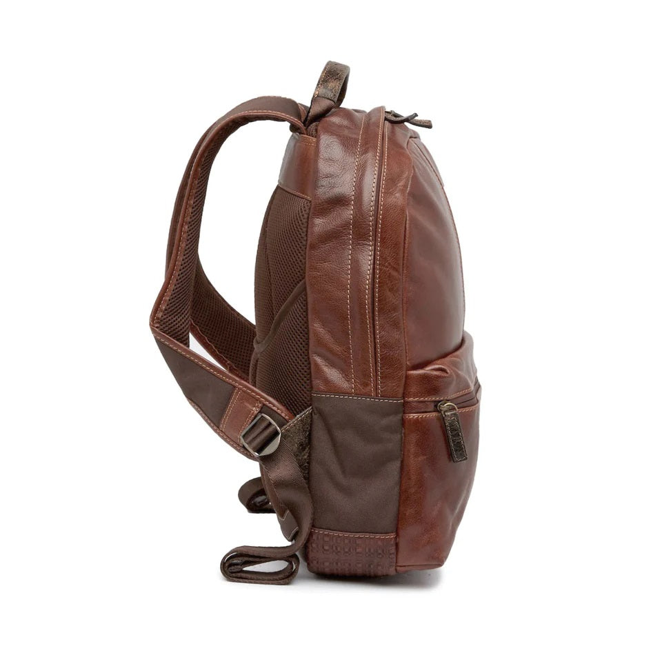 Boconi Garth Slim Leather Backpack Cognac