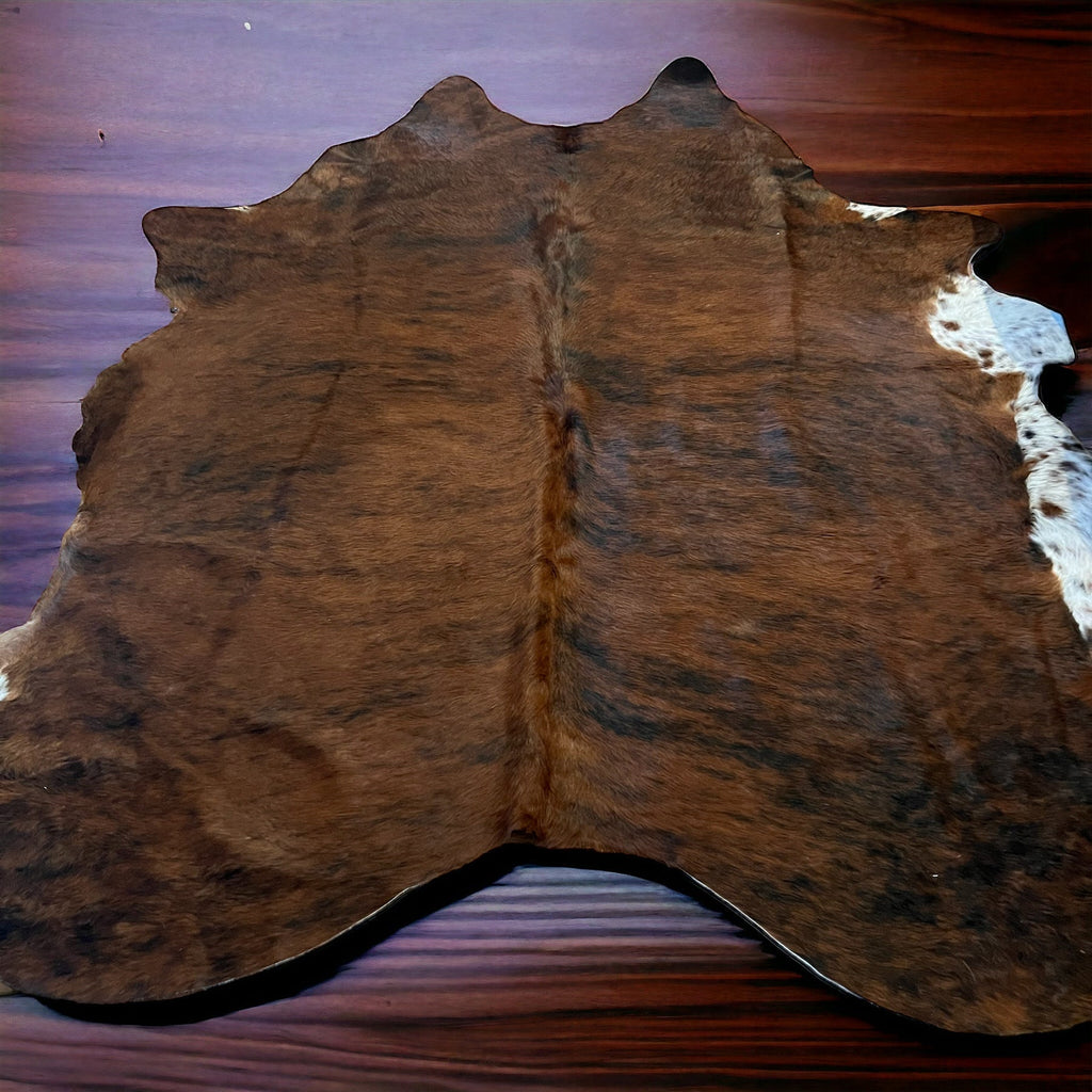 Brindle Jumbo Cowhide Rug - Size 7-8ft Cowhide and Conchos