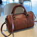 Women's Small Leather Boston Bag, Full Grain Leather Satchel Crossbody Bag, Handmade Leather Barrel Bag RockCow Leather Studio