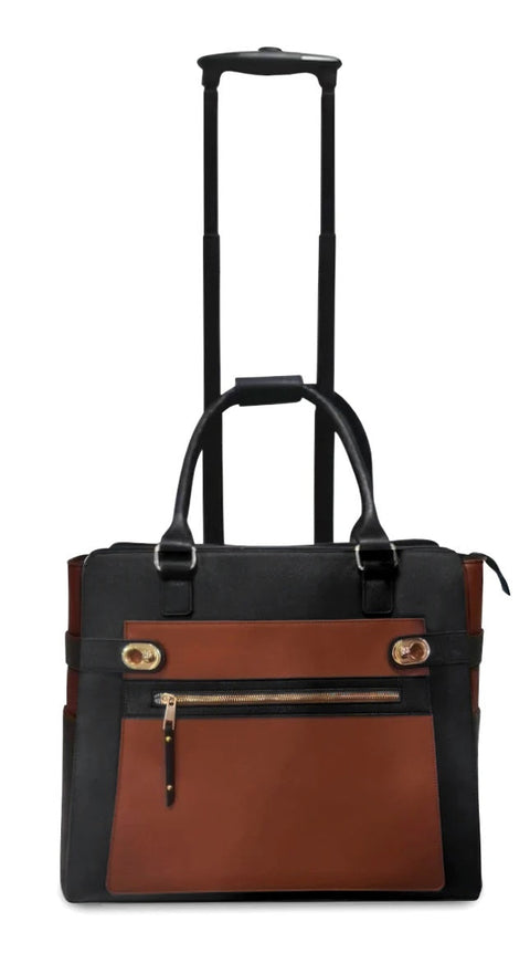 Cabrelli Black Strap Betty Carry on Rollerbrief Black/Cognac Cabrelli