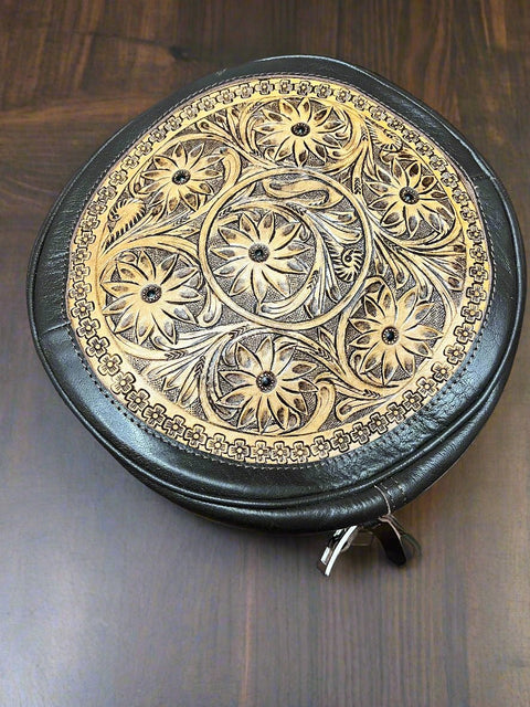 Canteen Bag - Vintage Leather & Hair on Hide Cowhide and Conchos