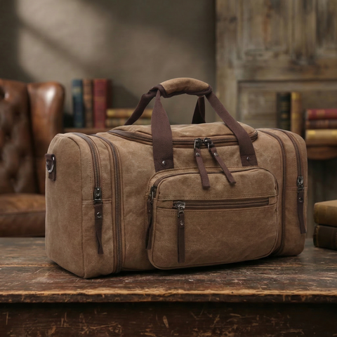 Canvas Travel Duffel Bag Canvas Weekend Bag Casual Carry On Bag For Men And Women RockCow Leather Studio
