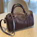 Women's Small Leather Boston Bag, Full Grain Leather Satchel Crossbody Bag, Handmade Leather Barrel Bag RockCow Leather Studio
