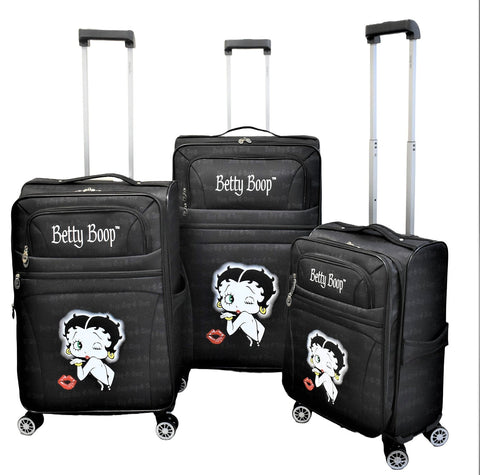 Betty Boop 3 Pc Softsided Luggage Set. Lightweight. 20", 24" & 28". Spinning Wheels. Expandable. Carry on Size Included (1B) Dony Corp.