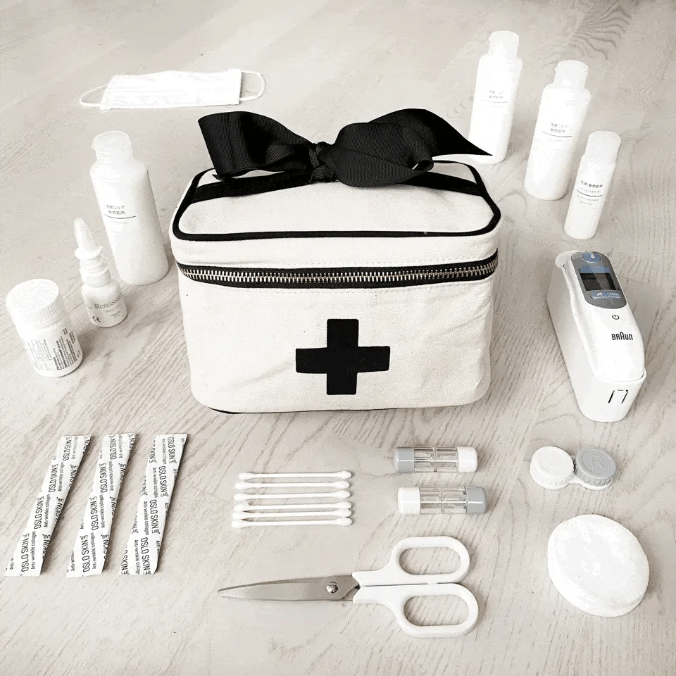 Meds and First Aid Storage Box, Cream Bag-all
