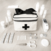 Meds and First Aid Storage Box, Cream Bag-all