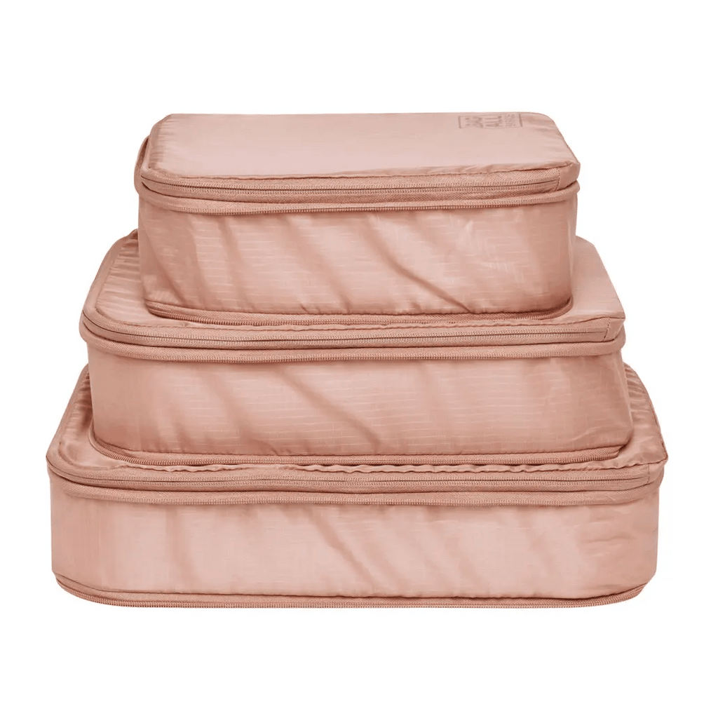 Re-cycled and Reinforced Nylon Compression Packing Cubes, 3-pack Pink/Blush Bag-all