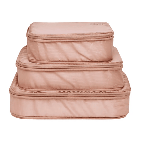 Re-cycled and Reinforced Nylon Compression Packing Cubes, 3-pack Pink/Blush Bag-all