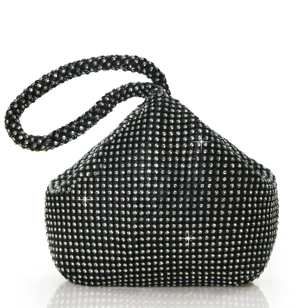Rhinestone Clutch Evening Bags Sparkly Glitter Triangle Purse Trendy Attic Store01