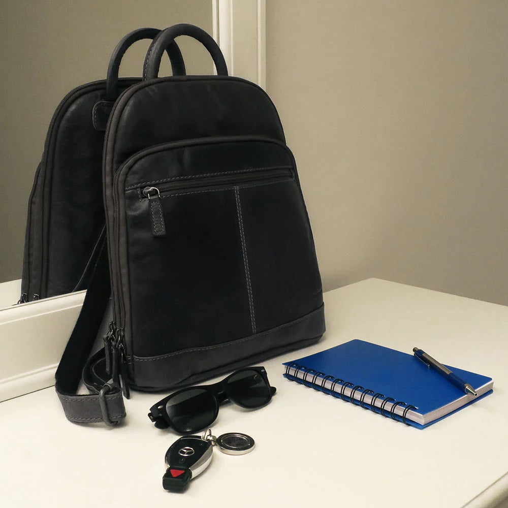 Jack Georges Voyager Black Leather Convertible Backpack Handbag Medium Clean Jack George main image 3