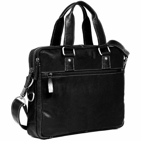 Jack Georges Voyager Slim Double Entry Top Zip Briefcase Black