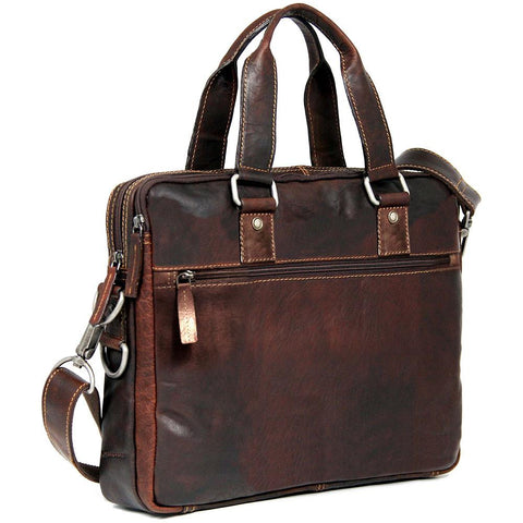 Jack Georges Voyager Slim Double Entry Top Zip Briefcase Brown