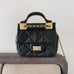 Sheepskin Leather Lozenge Chain Messenger Bag Trendy Attic Store01