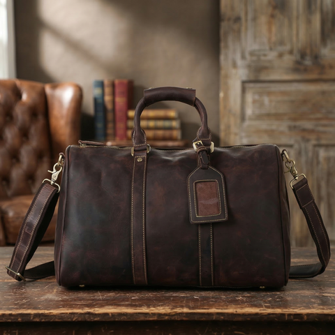 Mens Duffle Bags Top Grain Leather Travel Bag Business Travel Luggage Bag RockCow Leather Studio