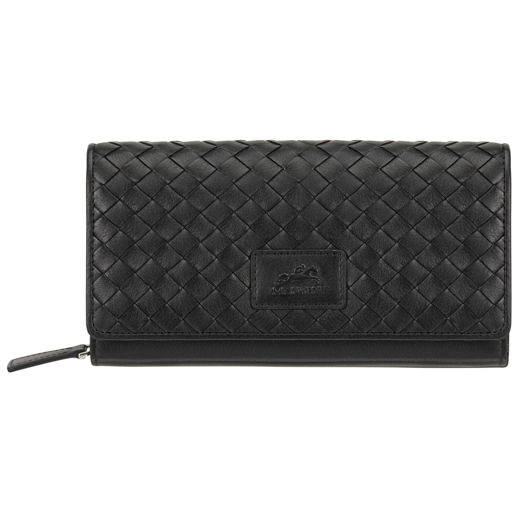 Mancini Basket Weave RFID Secure Clutch Wallet Mancini