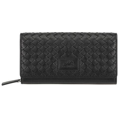 Mancini Basket Weave RFID Secure Clutch Wallet Mancini