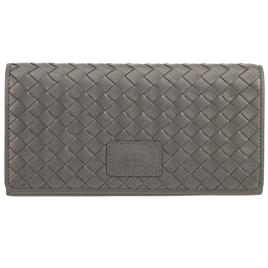 Mancini Basket Weave RFID Secure Trifold Wallet Mancini