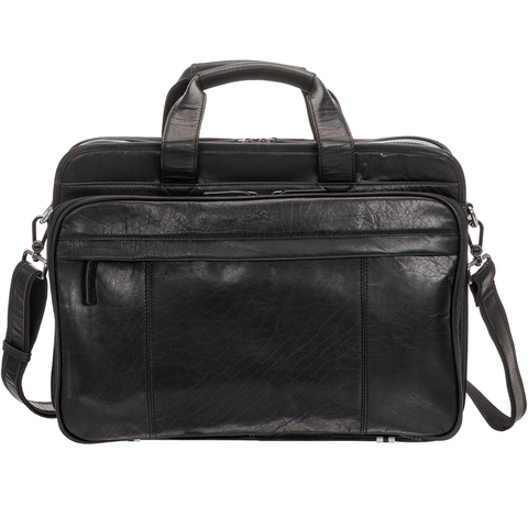 Mancini Buffalo Double Compartment Top Zipper 15.6” Laptop / Tablet Briefcase Mancini