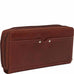 Mancini Casablanca Ladies Double Zipper Clutch Wallet Brown Mancini