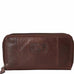 Mancini Casablanca Ladies Double Zipper Clutch Wallet Brown Mancini