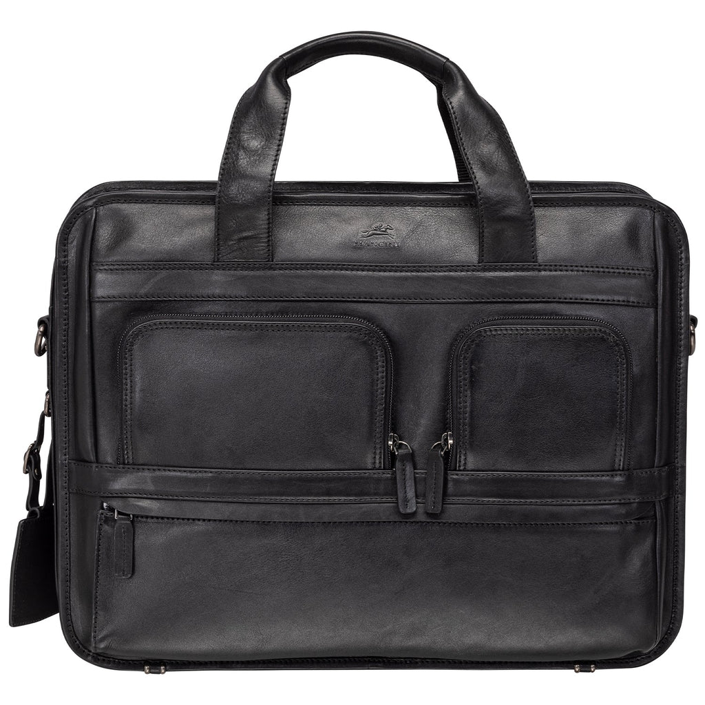 Mancini Milan Double Compartment Top Zipper 15.6” Laptop / Tablet Briefcase Mancini