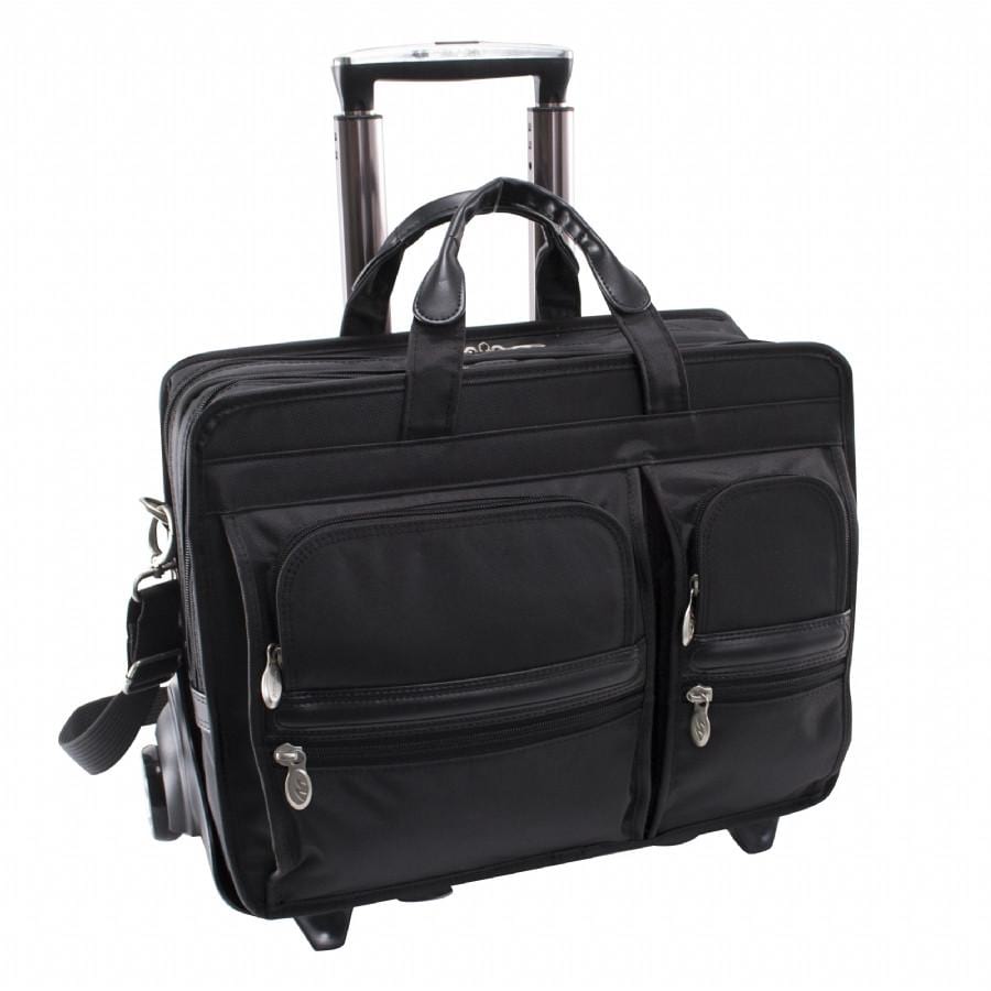 McKlein USA Clinton 17" Nylon Patented Detachable Wheeled Laptop Briefcase Black